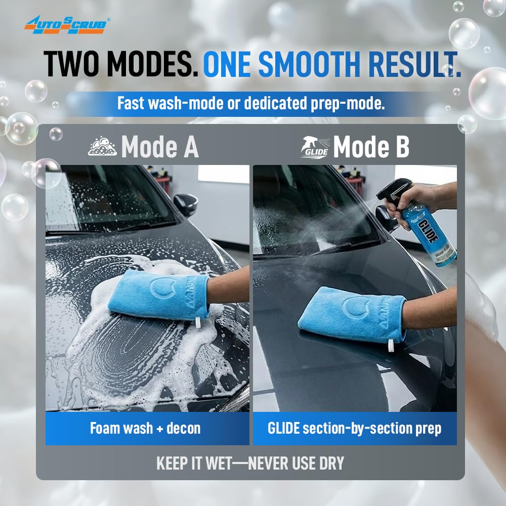 Nanoskin Autoscrub works on glass, plastic, and metal for gentle cleansing