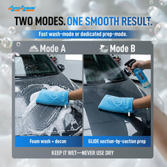Nanoskin Autoscrub works on glass, plastic, and metal for gentle cleansing