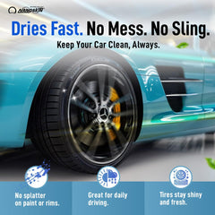 Nanoskin Wet Look Tire Dressing dries to touch with no greasy residue