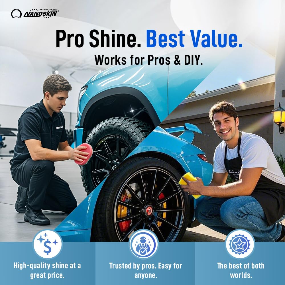 Nanoskin Wet Look Tire Dressing for exterior rubber and plastic finish on vehicle