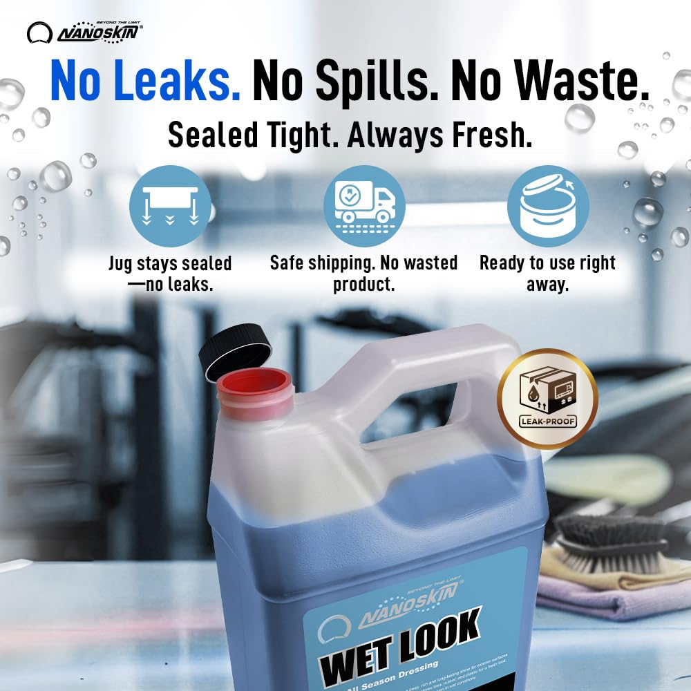 Nanoskin Wet Look Tire Dressing creates a fresh, wet look on tires