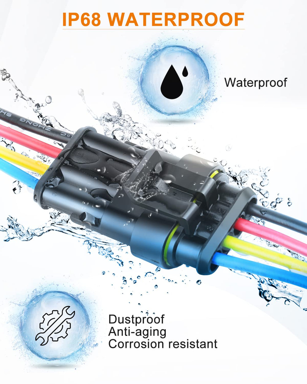 NAOEVO 4-pin waterproof connector female shown with secure sealing for marine applications.