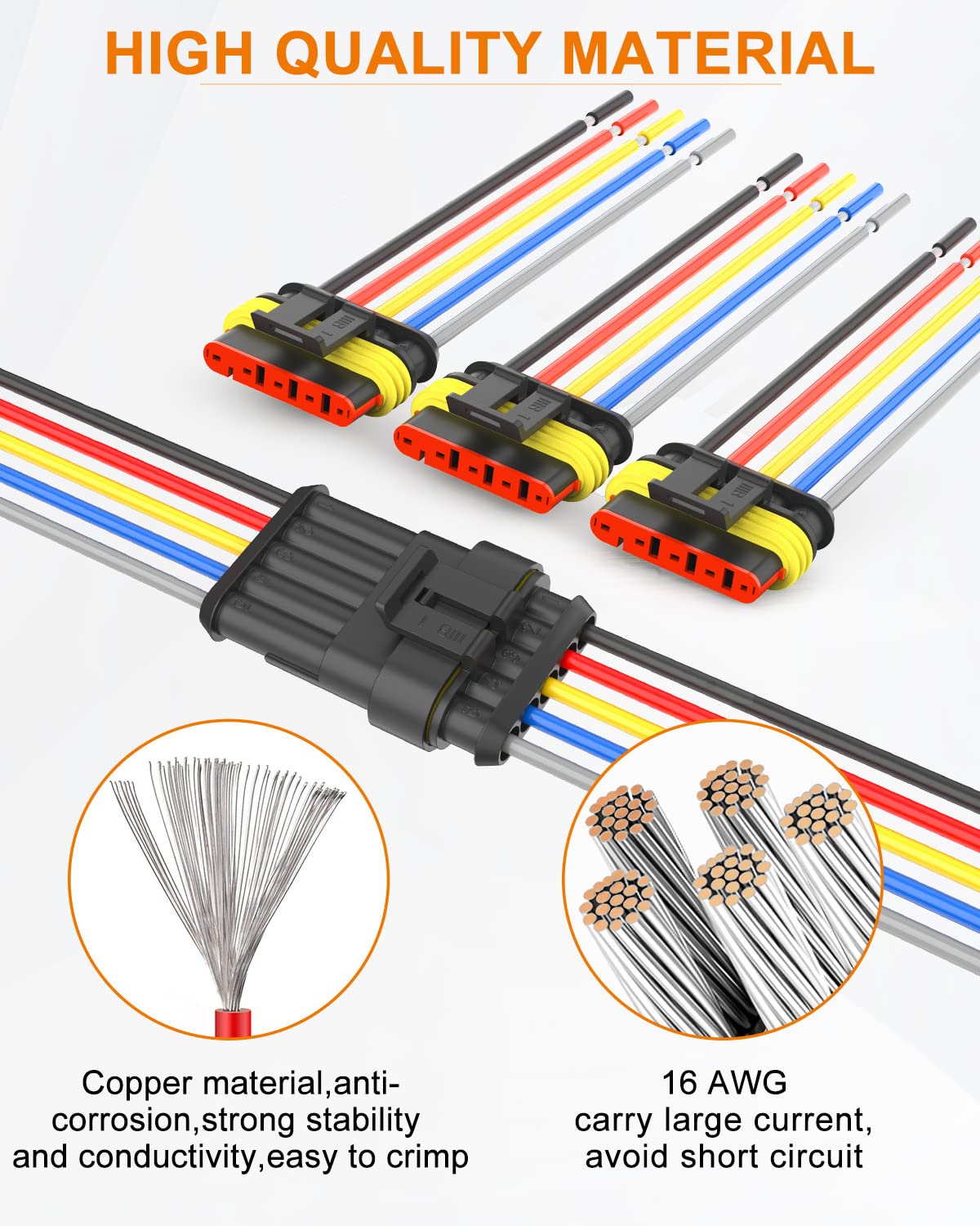NAOEVO 5 wire male plug for quick secure automotive connections