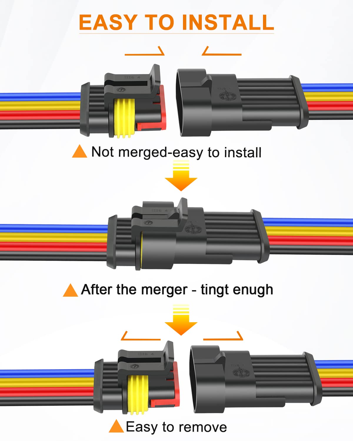NAOEVO 6-pack 4-pin connectors arranged for easy inventory and use in projects.