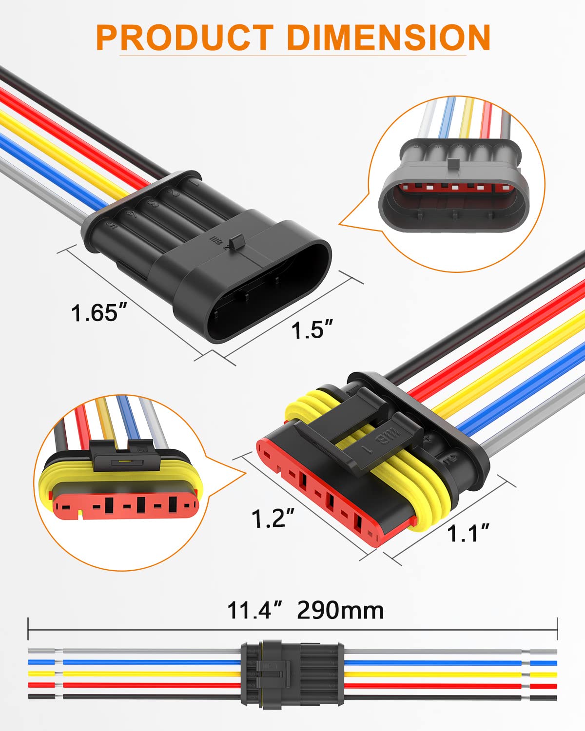 NAOEVO 6 pack of waterproof connectors for multiple wiring tasks