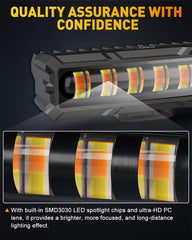 NAOEVO 6-inch LED light bar back view showing cooling features