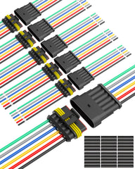 NAOEVO 6-pin waterproof connector male with 4.9 inch wire for durable automotive connections.