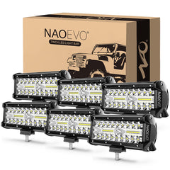 NAOEVO 7-inch LED light bar front view for improved nighttime visibility.