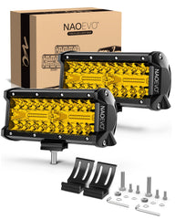 NAOEVO 7-Inch yellow LED light bar front view, ideal for night off-road visibility.