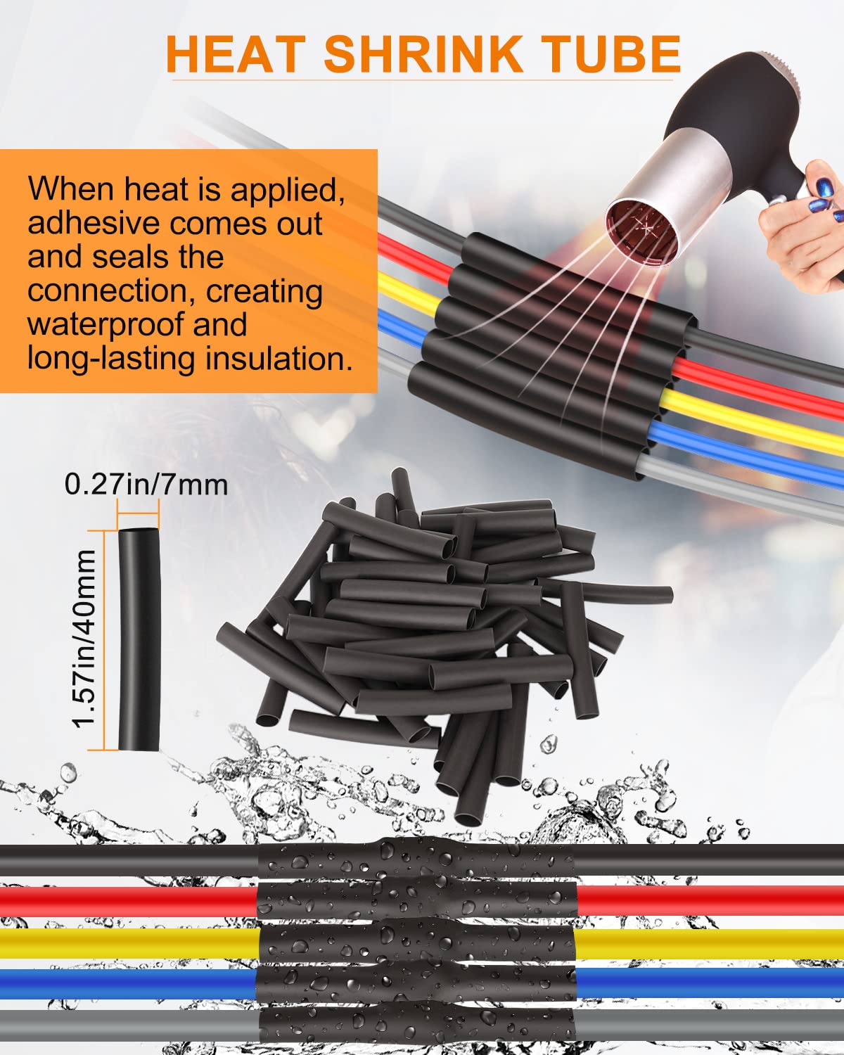 NAOEVO heat shrink tubing bundle provides sealing and neat insulation