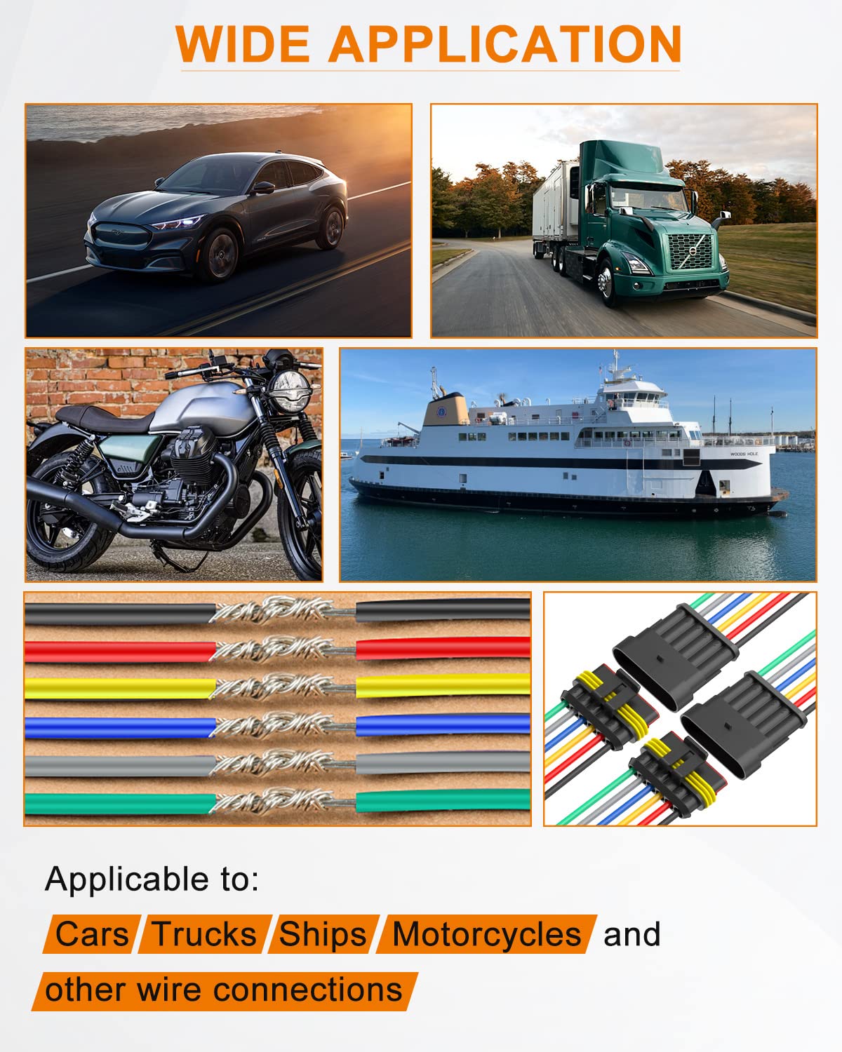 NAOEVO versatile connectors for motorcycles cars boats and more wiring
