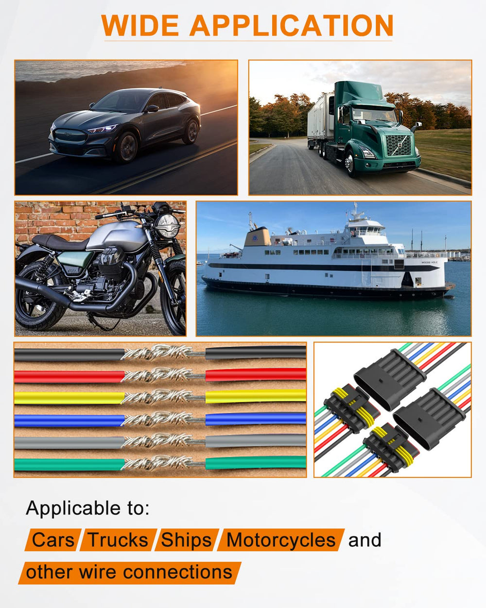NAOEVO versatile connectors for motorcycles cars boats and more wiring