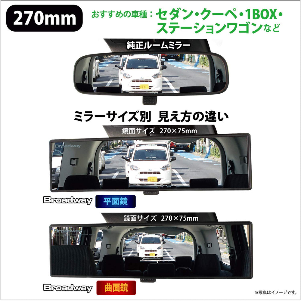 NAPOLEX Broadway BW864 270mm flat mirror rear-detail highlights high reflectivity for clear signals.