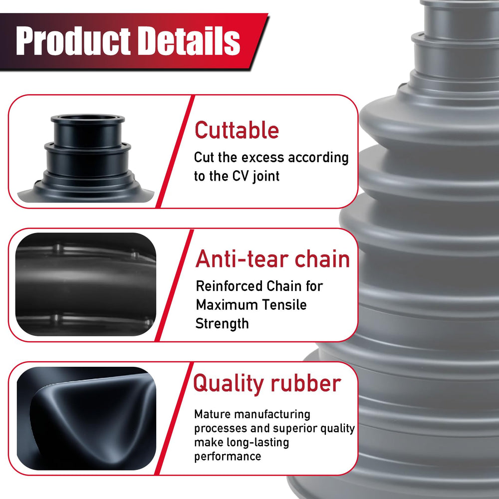 NARATI CV boot size range 18-34mm close-up demonstrates universal fit