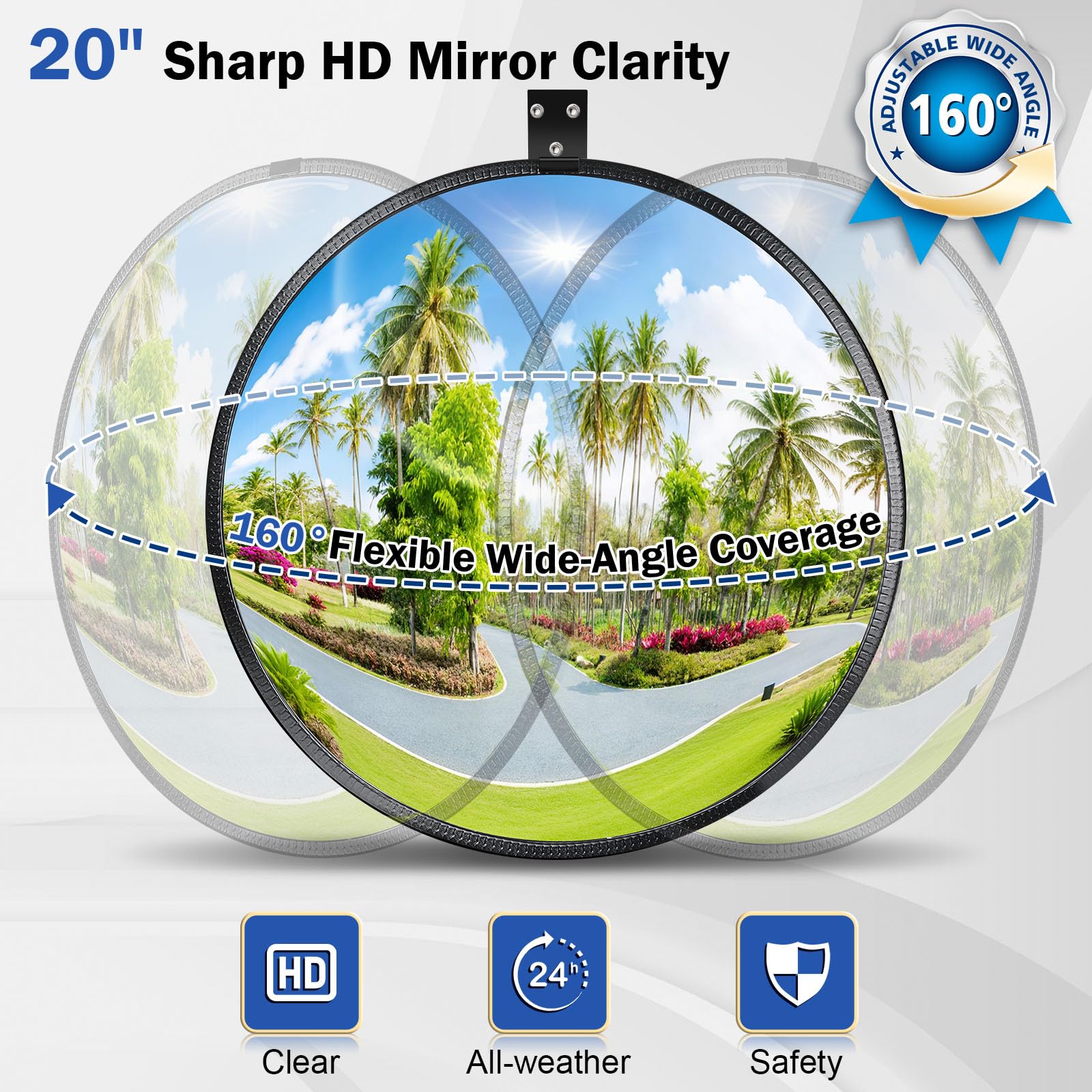 Narremcoy ABS backplate protects the mirror against weather and wear