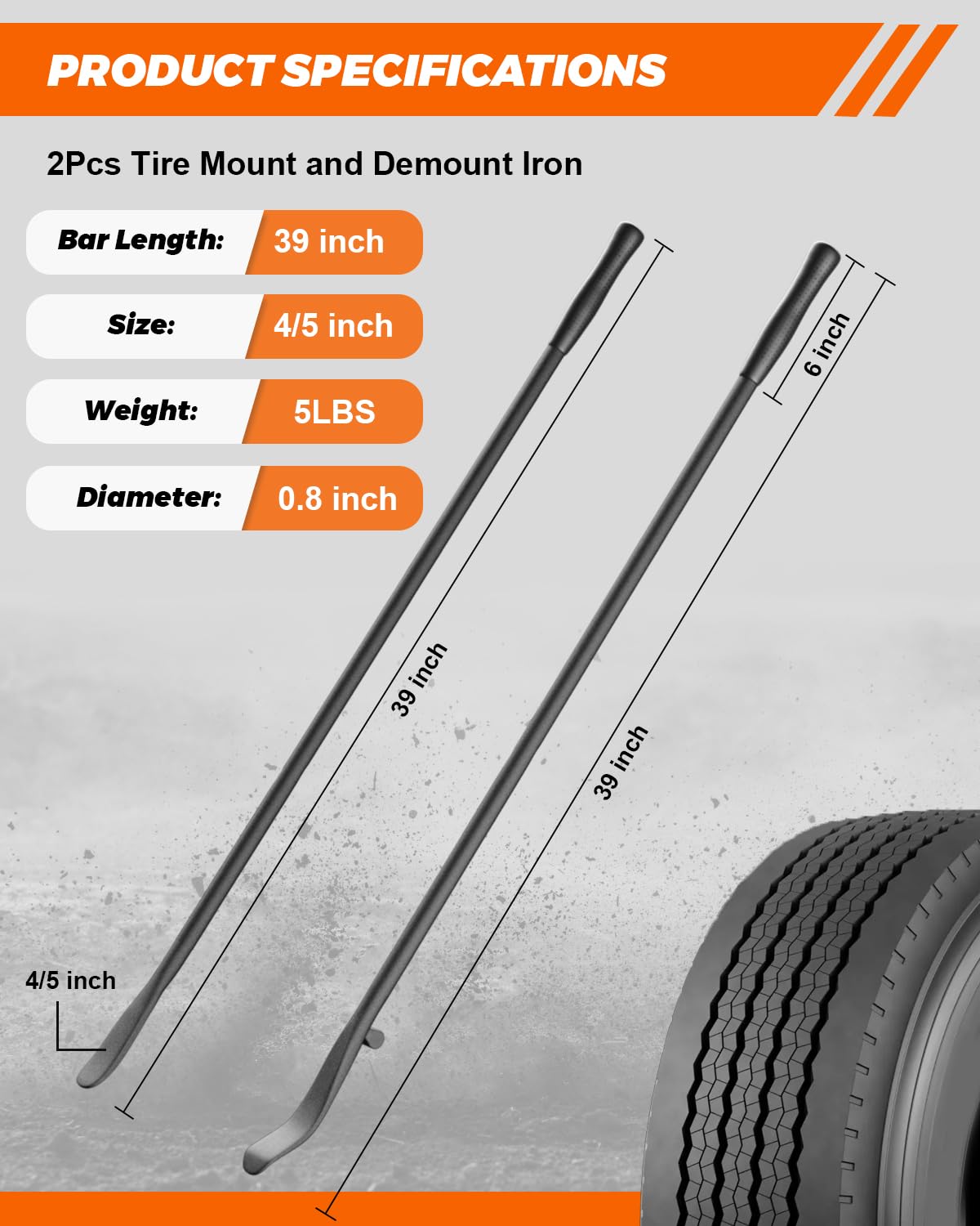 Naspios forged 40Cr steel tire bars resist bending during mounting.