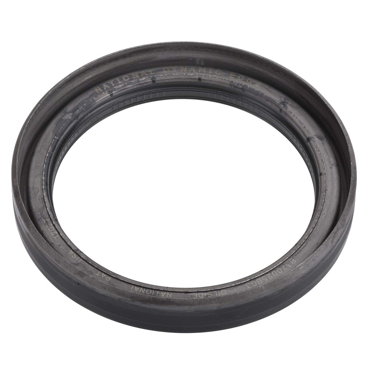 National 370025A wheel seal cross-section shows durable nitrile and SURE-LOCK ribs.
