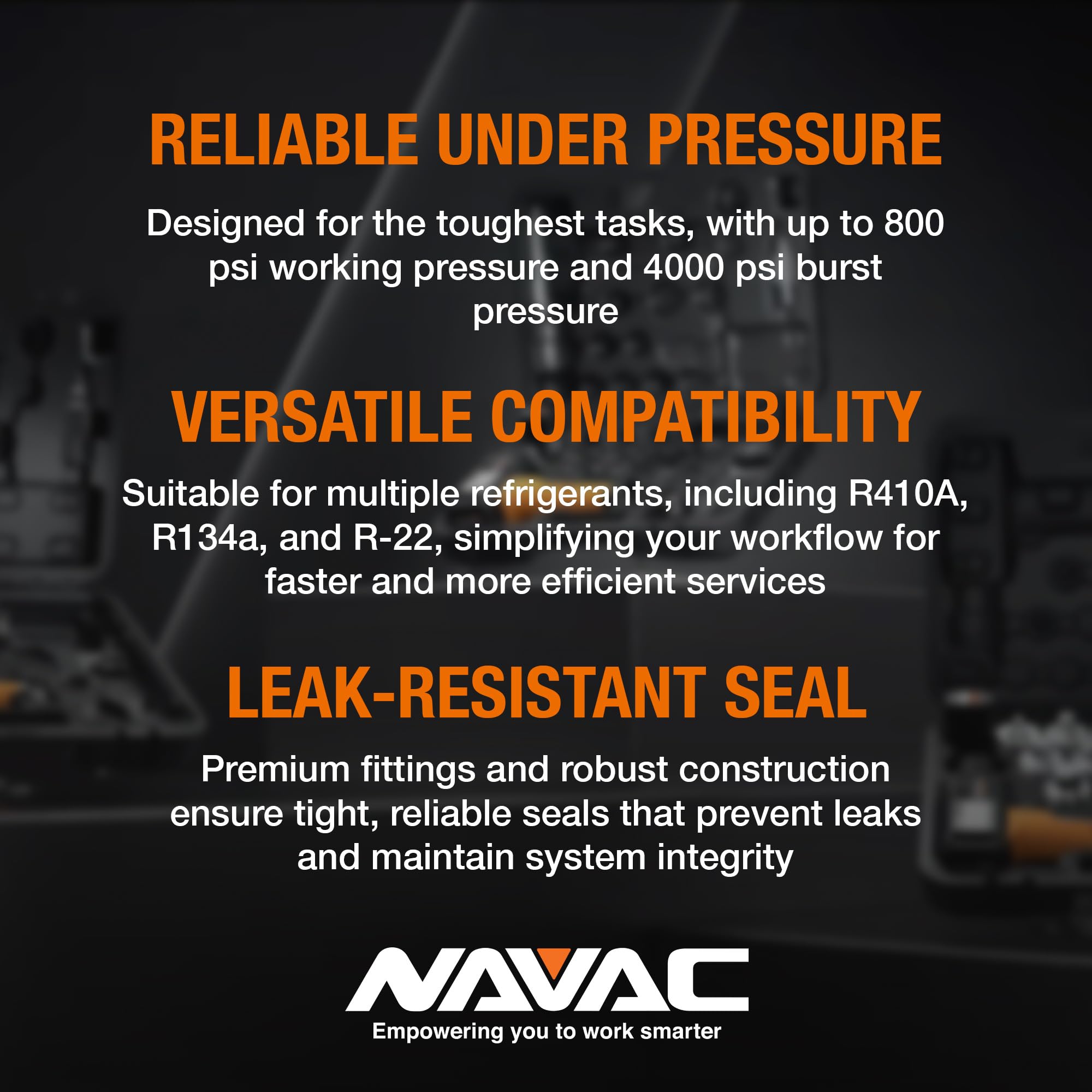 NH5SC withstands up to 800 psi working pressure and 4000 psi burst