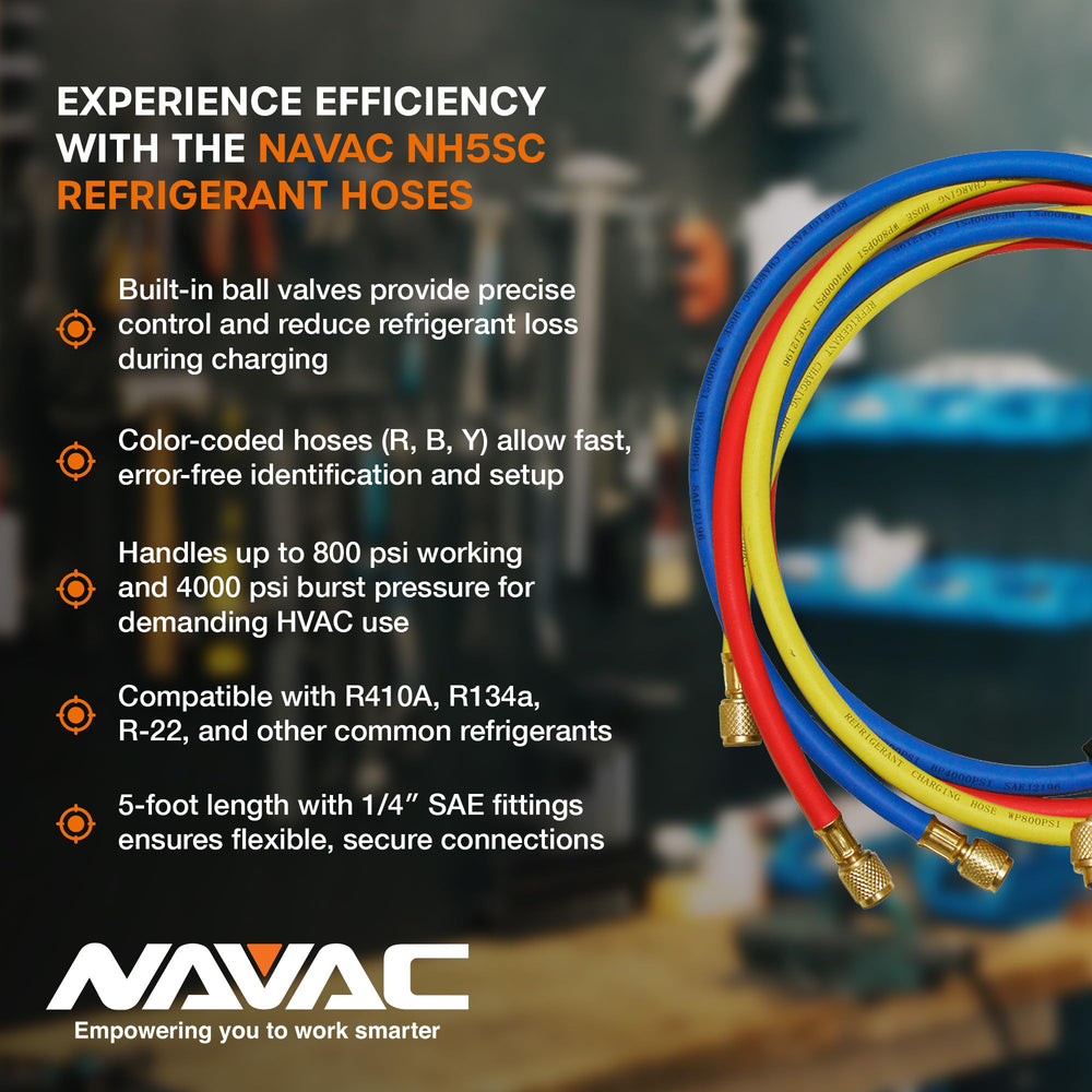NAVAC NH5SC hoses in use with an R-410A system