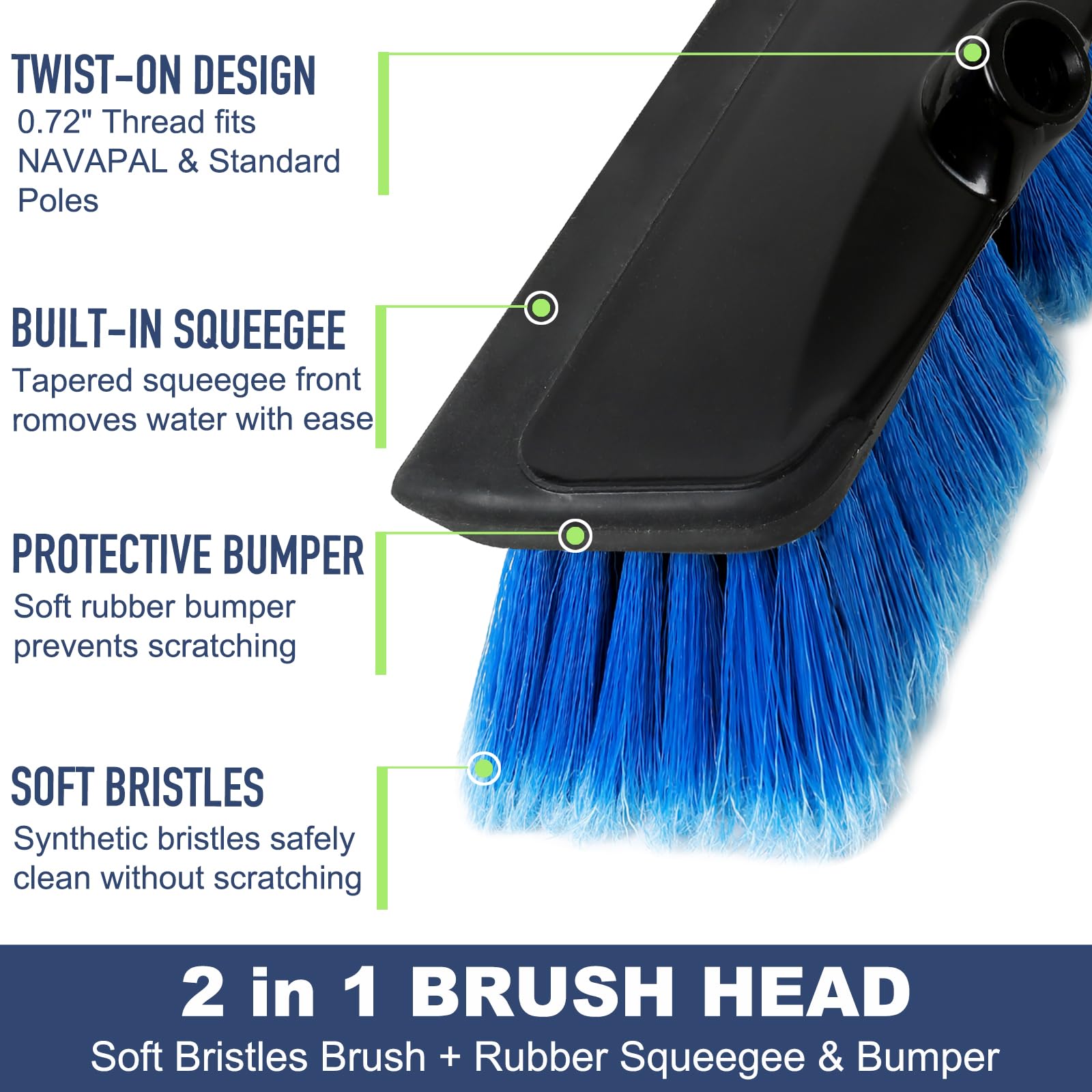 NAVAPAL 2-in-1 brush and rubber squeegee clears water spots