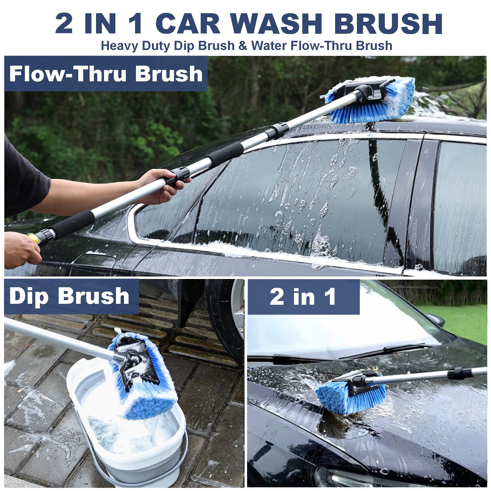 NAVAPAL five-sided soft bristle head protects paint while cleaning dirt.