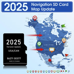 Navtimi 2025 map update on dashboard screen for USA and Canada.