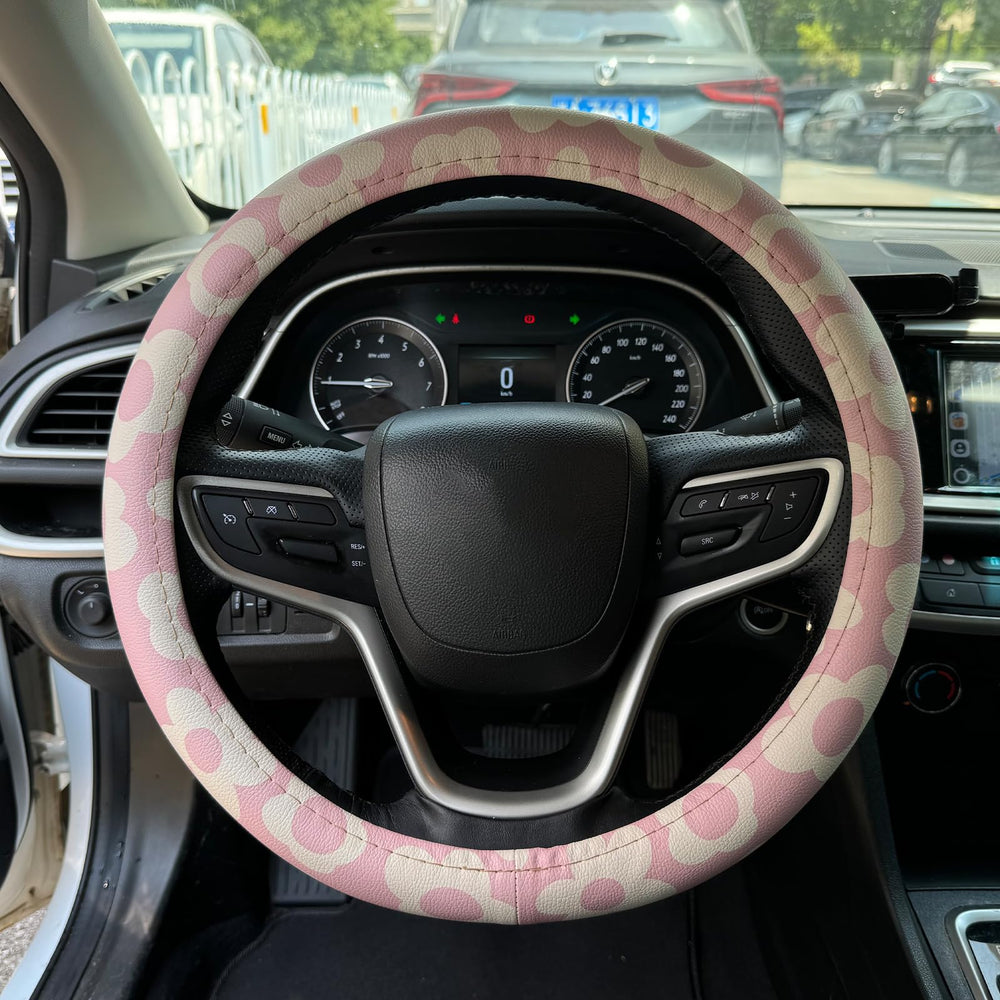 Naxizo steering wheel pink cover with microfiber comfort and breathability for daily driving.