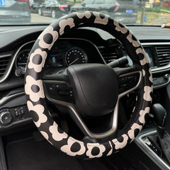 Naxizo vintage groovy flowers steering wheel cover 15-inch adds visual flair.