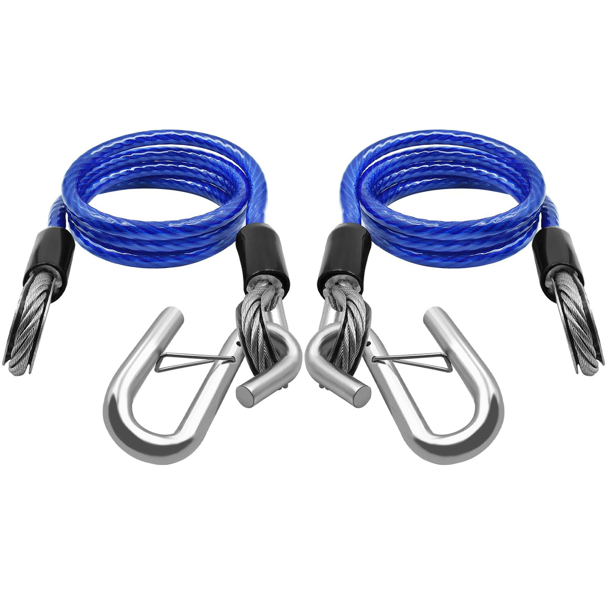 NAZOU 48-inch safety cable with hook for secure trailer towing.