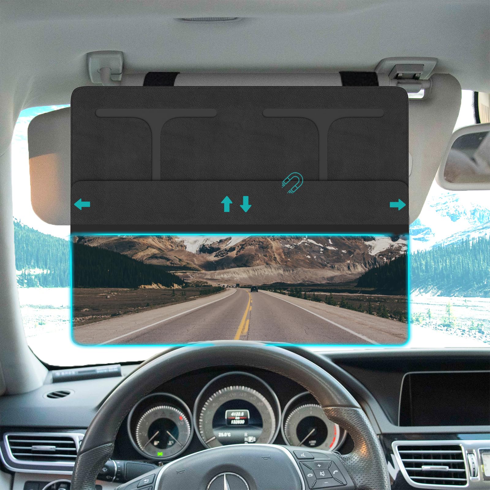 NAZZO car visor extender left coverage reduces sun glare on driver's side