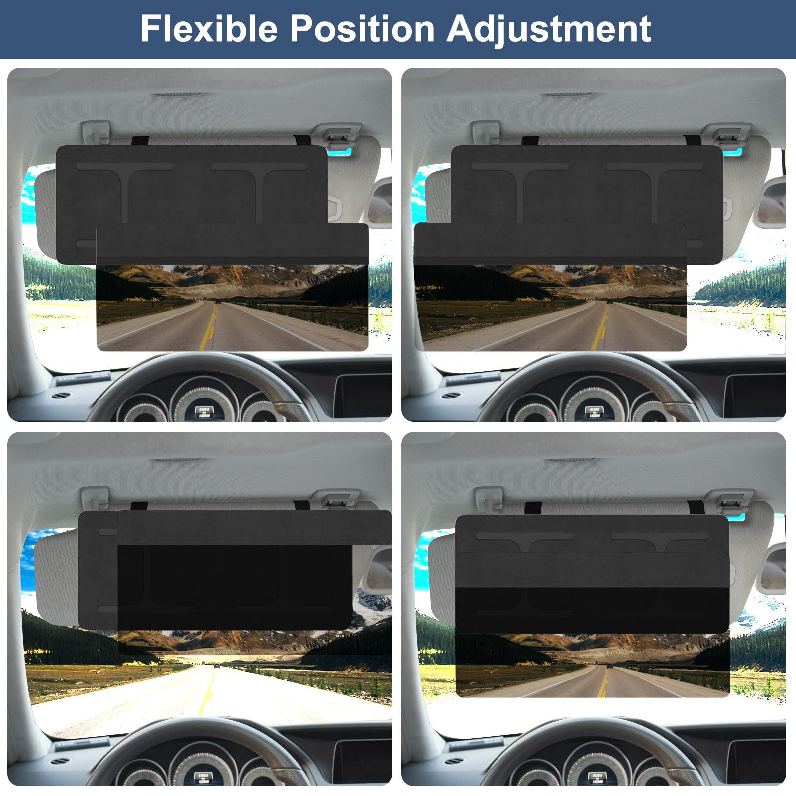 NAZZO car visor extender right coverage blocks glare from the passenger side