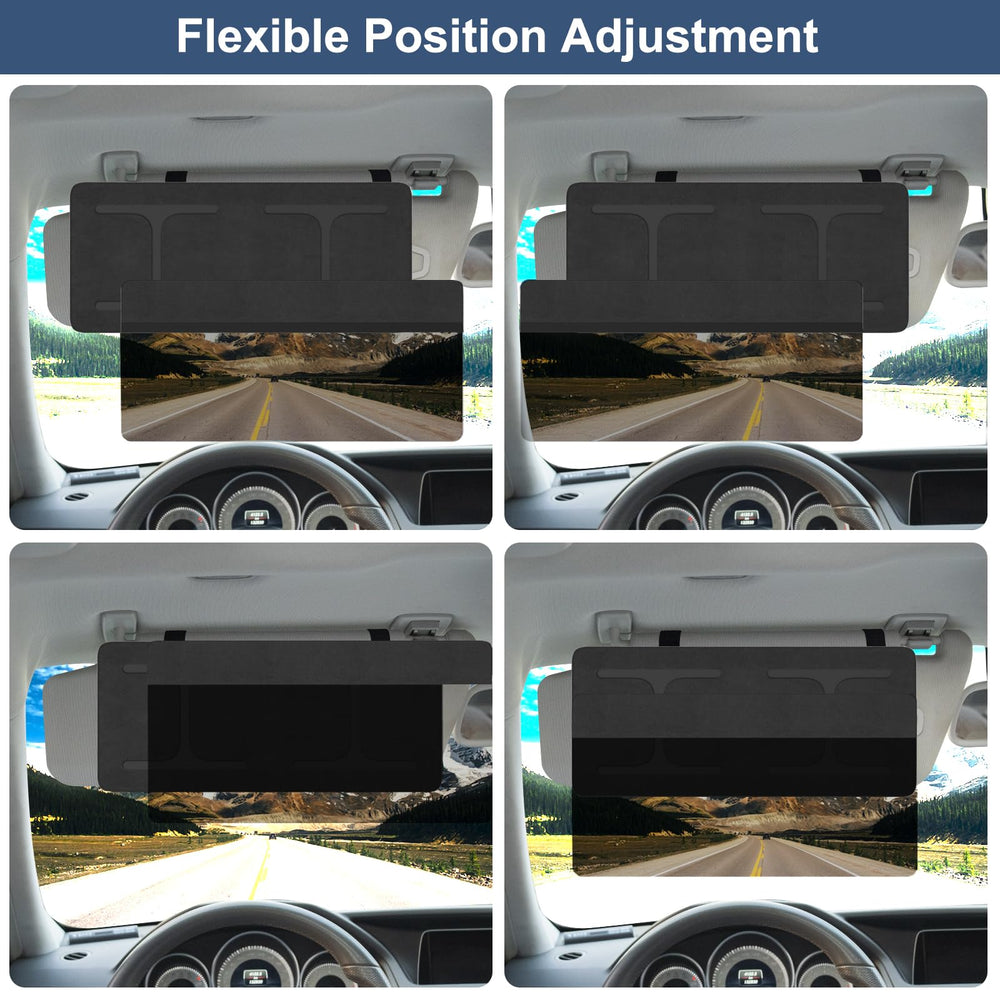 NAZZO car visor extender right coverage blocks glare from the passenger side
