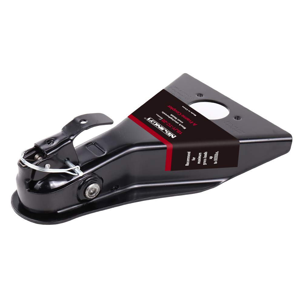 NBJINGYI 2-inch coupler with ball and yoke-style latch for secure towing.