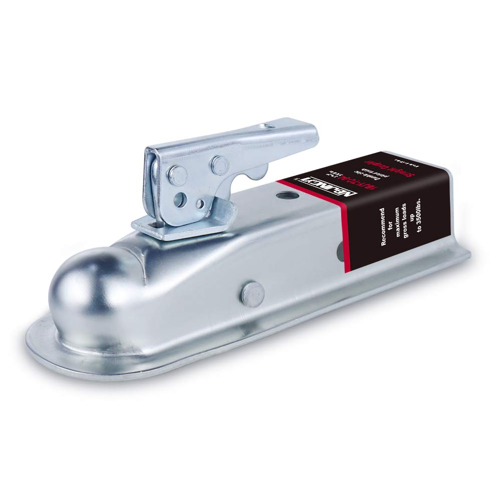 NBJINGYI straight trailer coupler front view shows 3,500 lb GTW capability for larger trailers.