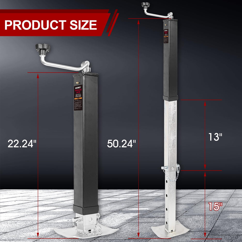 NBJINGYI trailer jack with 28-inch lift range for quick height adjustments on uneven terrain