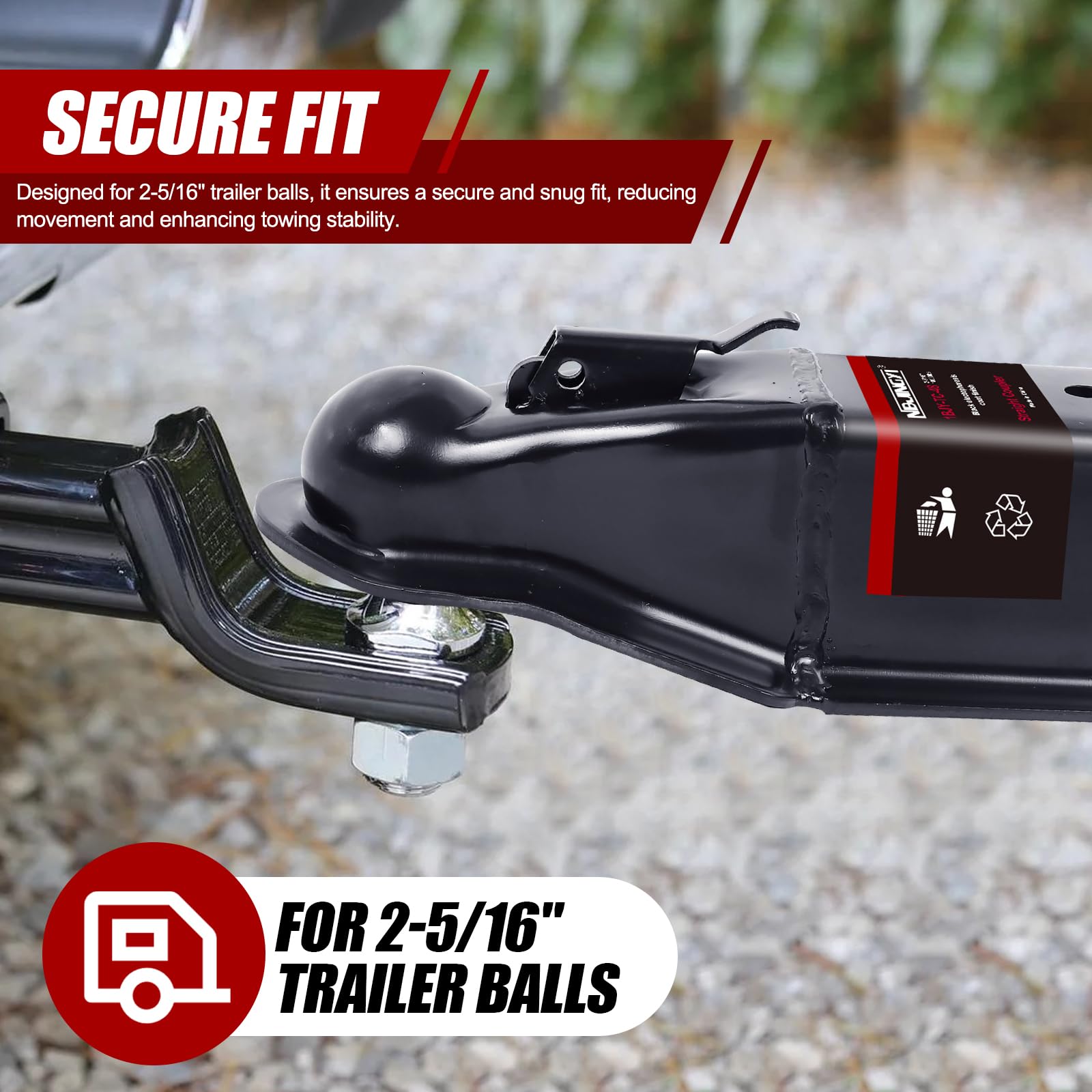 NBJINGYI universal fit for 2-5/16 inch ball and 3 inch channel