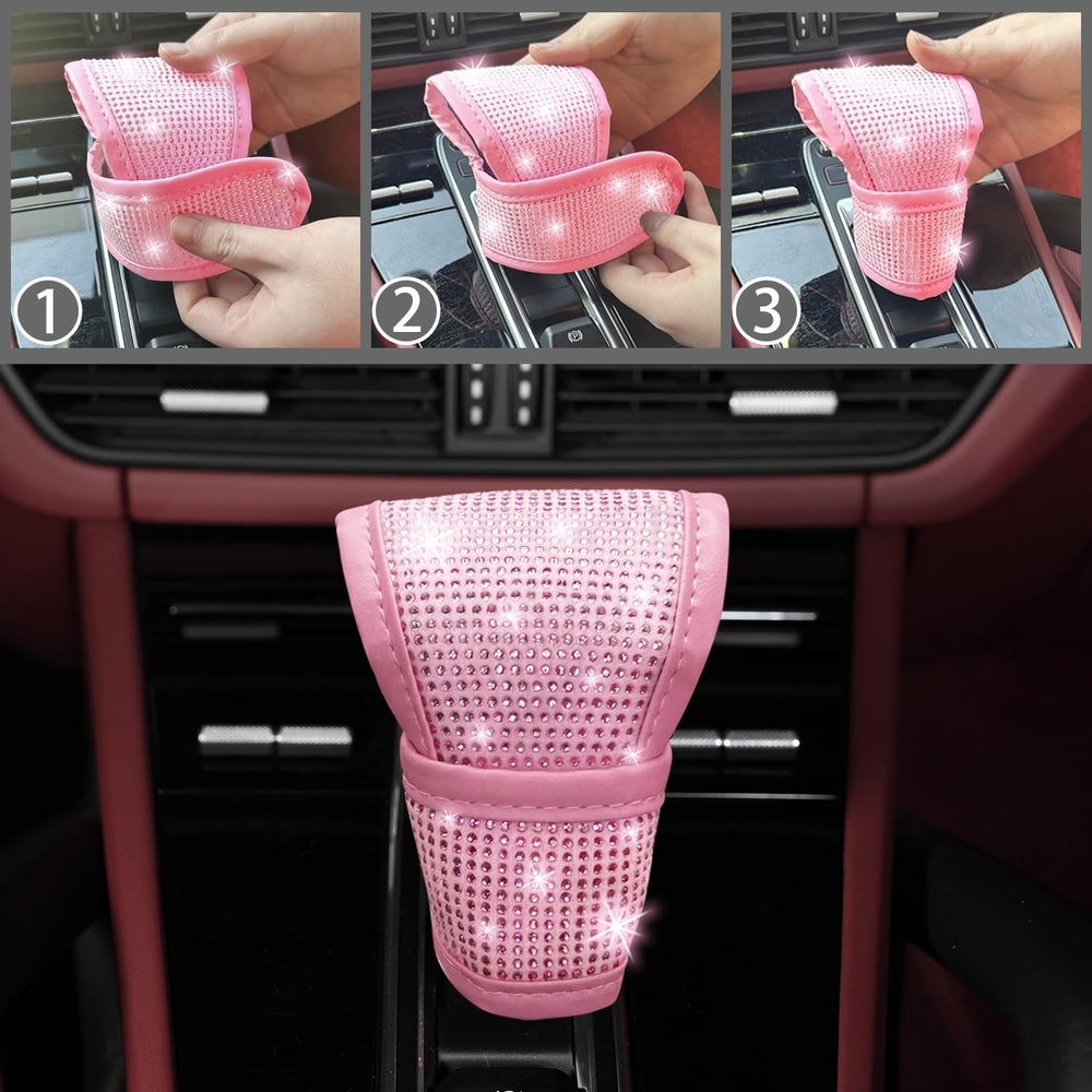 NBTEPEM pink bling car coasters protect surfaces while adding luxury detail.
