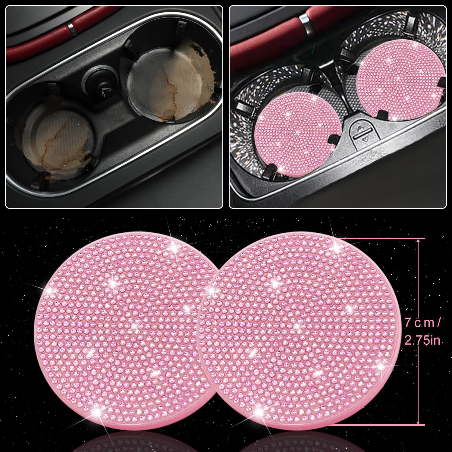 NBTEPEM pink bling start button ring accents your ignition with sparkle.