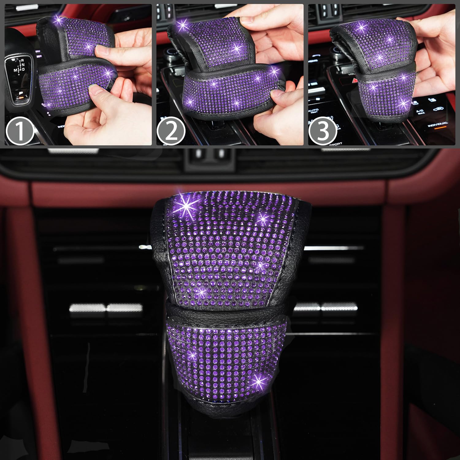 NBTEPEM bling gear shift cover brings sparkle with a comfortable grip