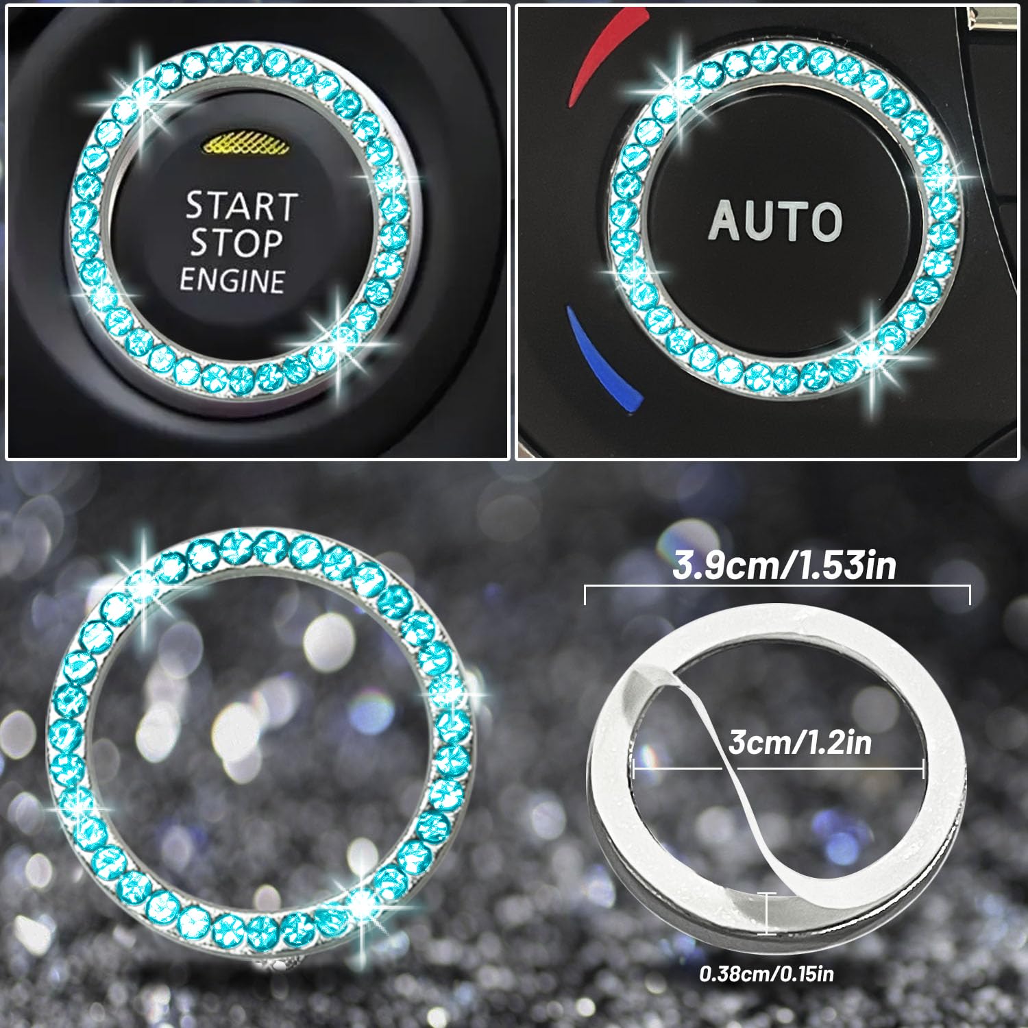 NBTEPEM interior bling set coordinates with Aquamarine motif.