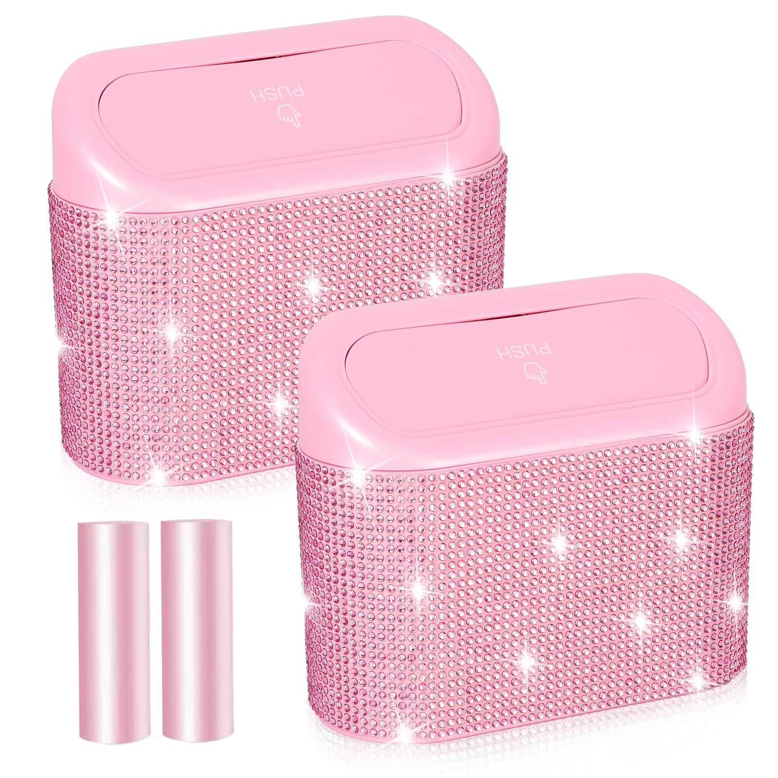 NBTEPEM Bling Pink car trash can lid seals odors for a fresh ride