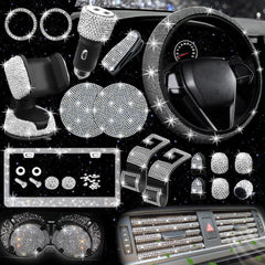 NBTEPEM bling steering wheel cover with silver diamonds adds stylish grip