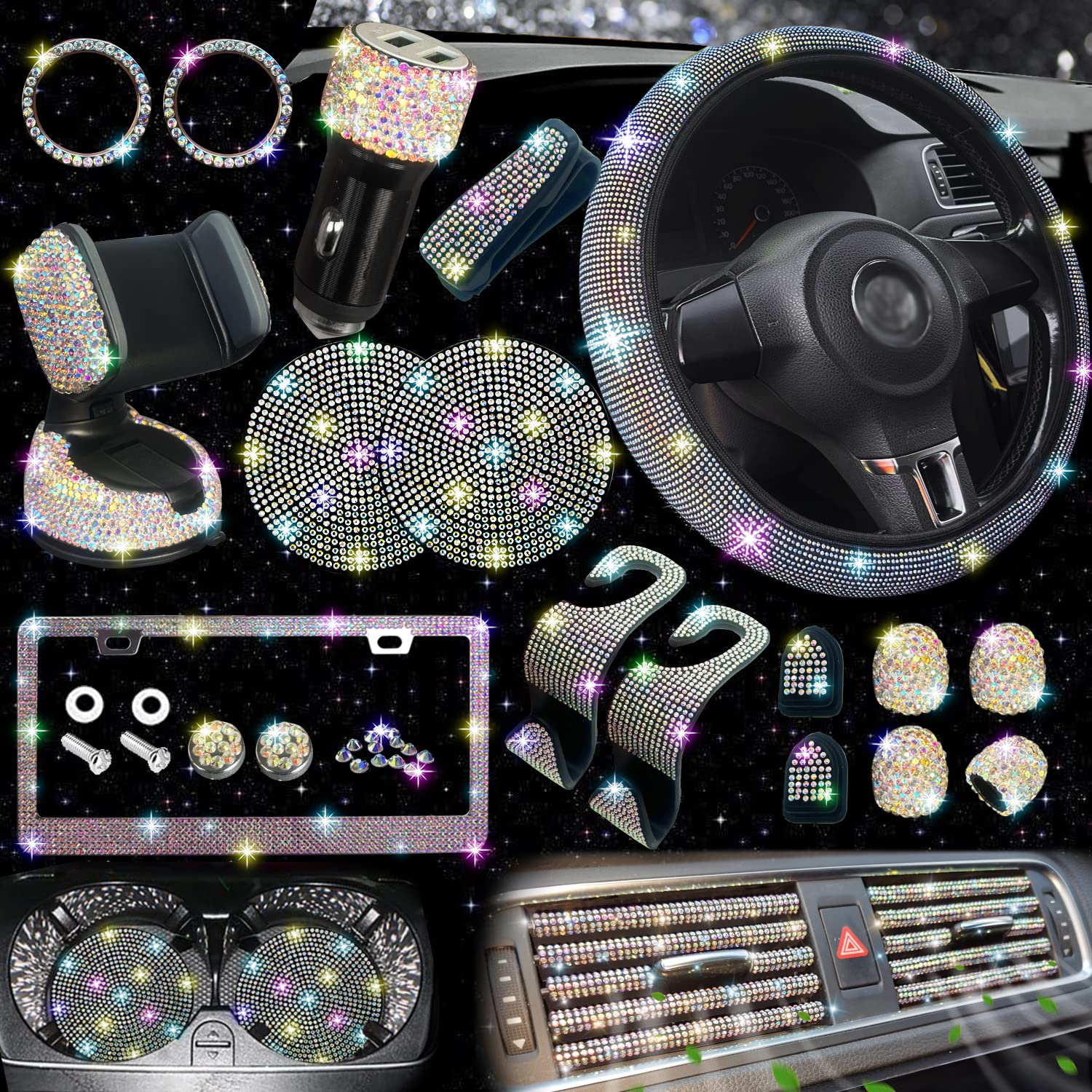 NBTEPEM bling steering wheel cover adds luxury and comfortable grip.