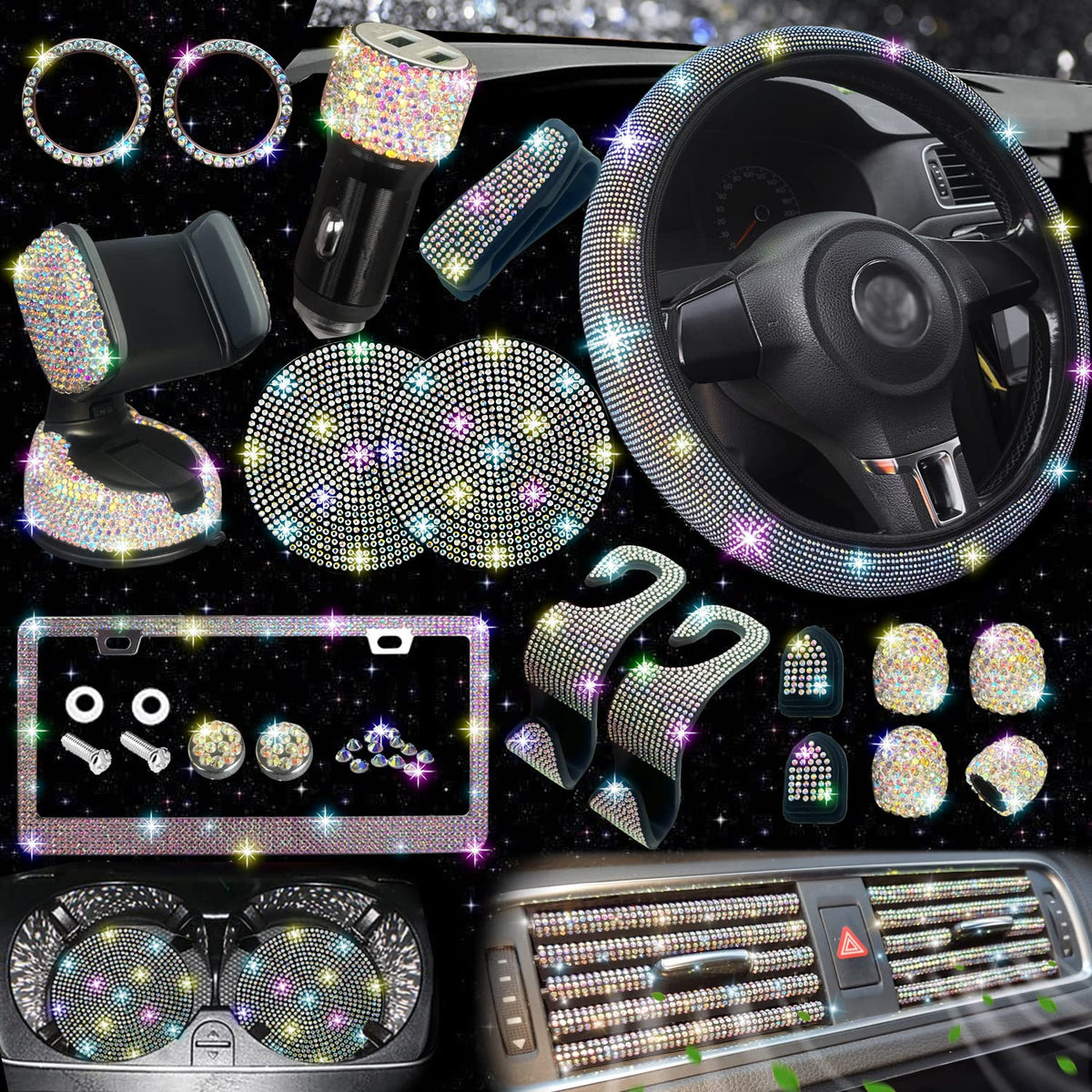 NBTEPEM bling steering wheel cover adds luxury and comfortable grip.