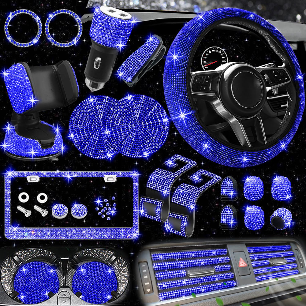 NBTEPEM blue bling steering wheel cover adds style and grip