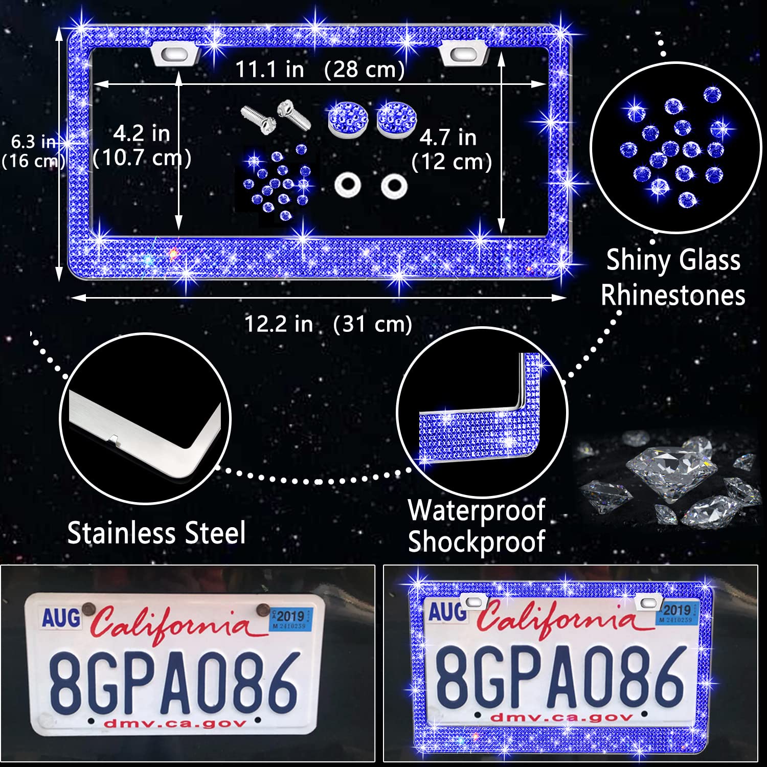 NBTEPEM blue bling vent trim enhances interior vents with luxe detail