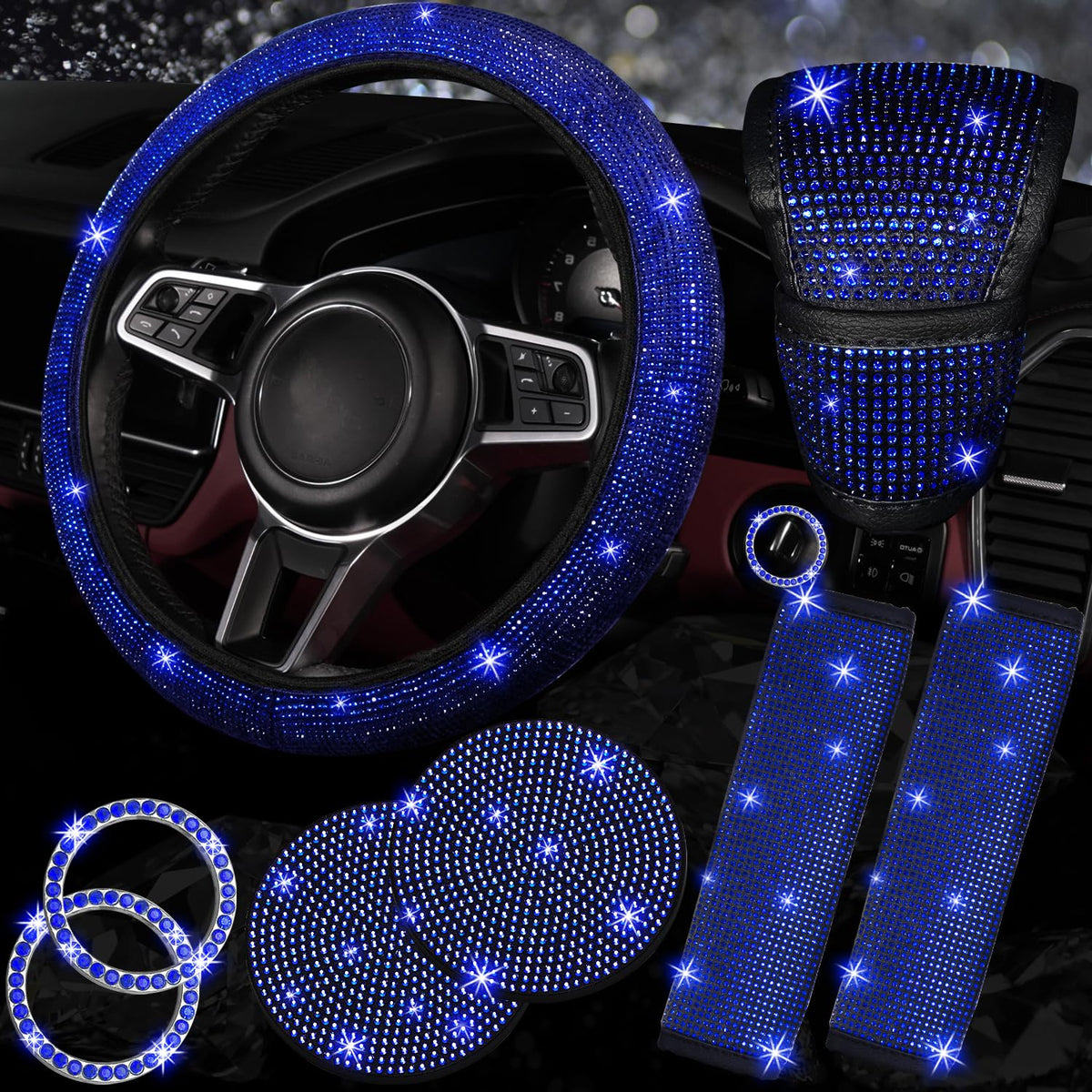 NBTEPEM steering wheel cover adds sparkle and a comfortable grip.