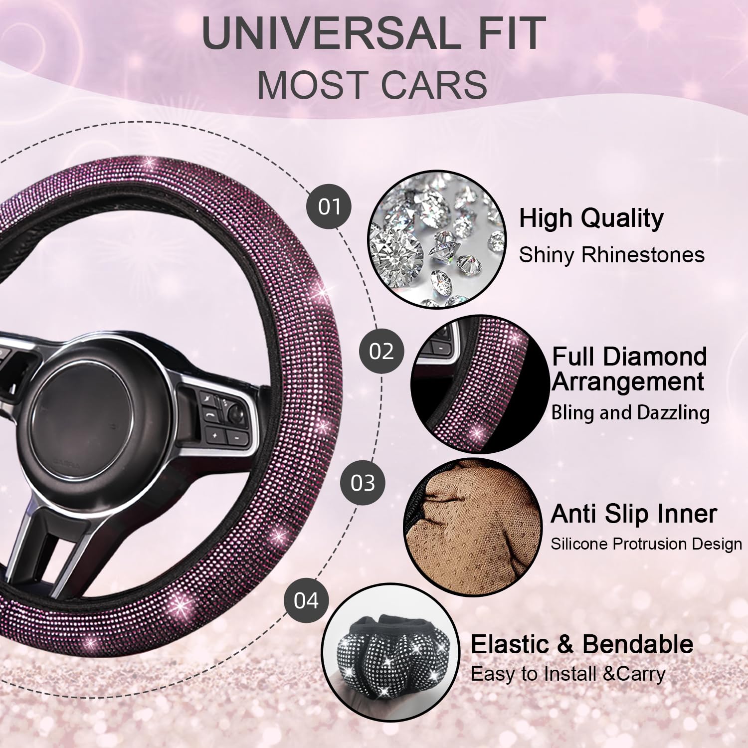 NBTEPEM pink bling seat belt covers left enhances interior style.