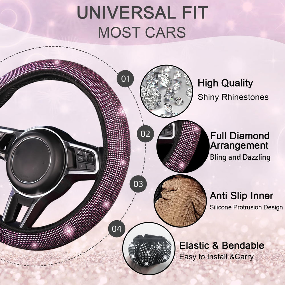 NBTEPEM pink bling seat belt covers left enhances interior style.