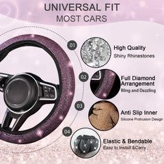 NBTEPEM pink bling seat belt covers left enhances interior style.